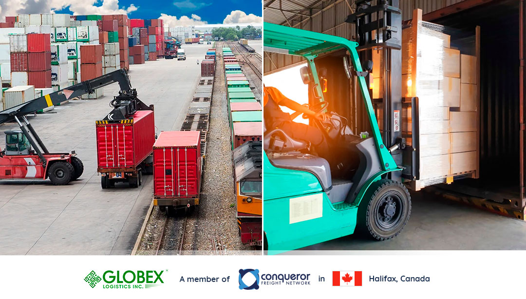 Large pipes being handled during loading operations for a power plant project shipment from Antwerp to Iceland